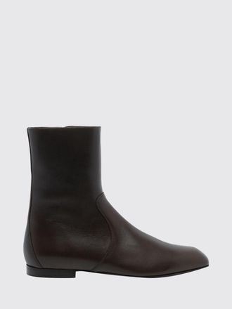 Khaite Colt Tapered-Toe Ankle Boots in Smooth Calf Leather with Low Heel