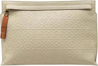 Loewe Pre-owned Canvas Clutch - Dames - Vintage Clutch - Beige - ONE Size - Leer - Vintage
