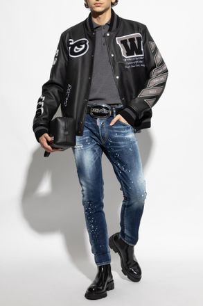 Dsquared2 Wool Polo With Embroidered Logo, Mens, Grey