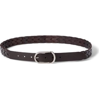 Brunello Cucinelli Braided leather belt in Rust Brown at Nordstrom, Size 100