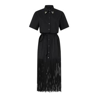 Pinko Avigliano Jurk - Dames - Shirt Kleedjes - Zwart - S - Katoen - Kleedjes