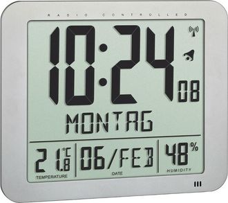 TFA Reloj Radio Digital De Pared, 25 X 3 X 21 Cm