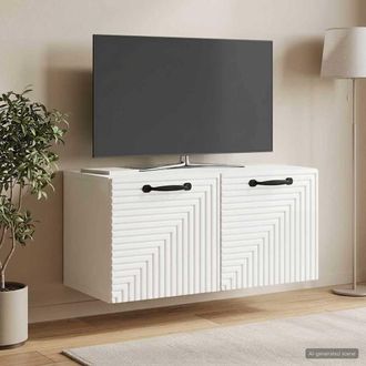 vidaXL Vidaxl Mobile Porta Tv Da Muro Bianco Lucido 59,5 X 31 X 30 Cm