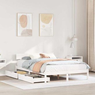 vidaXL Vidaxl - Estructura De Cama Sin Colch&oacute;n Madera De Pino Blanco 135x190 Cm