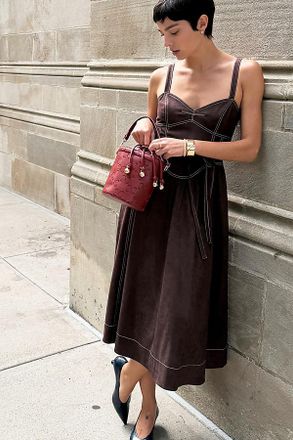 Mare Mare Faux Suede Seamed Midi Dress