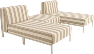 Oviala Conjunto de jard&iacute;n bajo modular a rayas para 3 personas Beige