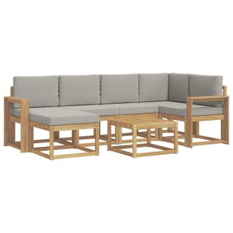 vidaXL Conjunto De Sof&aacute;s De Exterior 7 Pcs Blanco Y Gris Claro Vidaxl