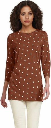 Lands End 3/4 Sleeve Cotton Supima Tunic in Rich Ginger Brown Polka Dot at Nordstrom, Size X-Small
