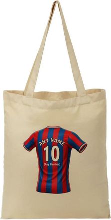 Unigift Personalised Gift - South London Football Fan Tote Shopping Bag (Red and Blue Stripes Jersey Design) Custom Name - Croydon SE25 Club
