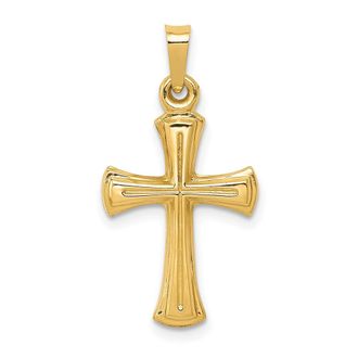 Diamond2Deal 14k Yellow Gold Hollow Cross Pendant