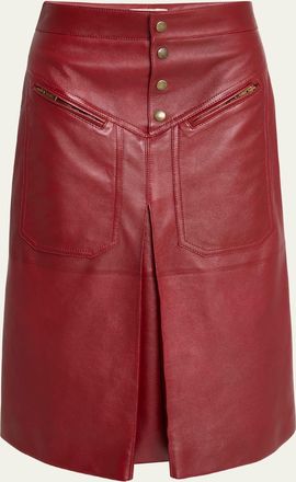 Chloé Slouch Leather Midi Skirt