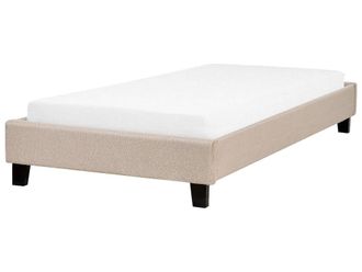 Beliani Cama individual de tejido beige 90x200