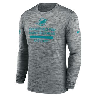 Nike Miami Dolphins Sideline Team Issue Velocity Nike Mens Dri-FIT NFL Long-Sleeve T-Shirt in Grey | 02EQ06G9P-QVX