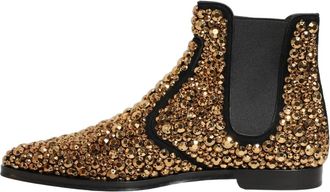 Dolce & Gabbana Chelsea enkellaarsjes met versiering - Dames - Chelseaboots - Geel - 44 EU - Leer - Schoenen