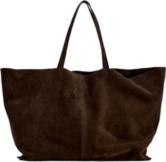 Generic Compatible For Ladies single-shoulder bag, super large capacity shopping, solid-color tote(Coffee)