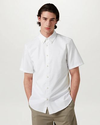 Belstaff Mens Street Shirt Short Sleeve in White Cotton - Size X-Large