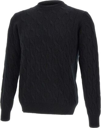 FILIPPO DE LAURENTIIS Trui met ronde hals - Heren - Ronde hals truien - Zwart - XL - Wol - Truien & Vesten