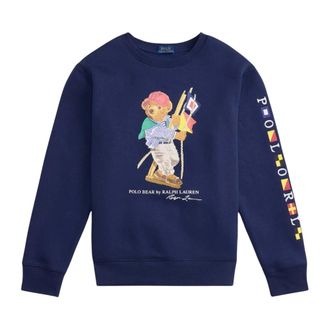 Polo Ralph Lauren Cotton Blend Sweatshirt with Polo Bear Print - male - Polo Ralph Lauren - Kids Sweatshirts - Blue - S - Kids