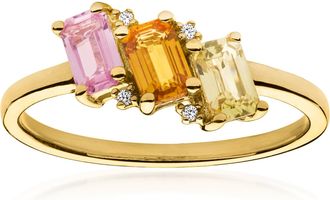 Ross-Simons Multicolored Sapphire Ring With Diamonds in 14kt Yellow Gold