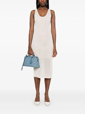 Fendi Womens Cream Mesh Dress - White Silk - Size EU 38 (Womens)