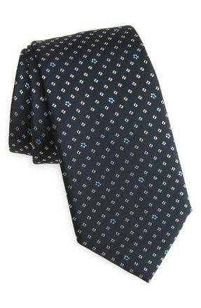 BOSS Floral Silk Blend Jacquard Tie in Dark Blue/Grey at Nordstrom Rack