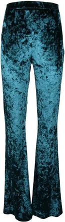 Nineminutes Crushed Velvet Flared Trousers in Deep Blue