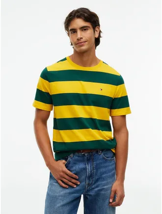 Tommy Hilfiger Mens Rugby Stripe T-Shirt - Ornamental Green - XXXL