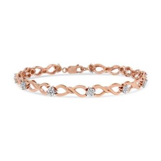 House of Brilliance 10K Rose Gold Plated Silver 1/2 Cttw Diamond Infinity Link Tennis Bracelet in Pink at Nordstrom