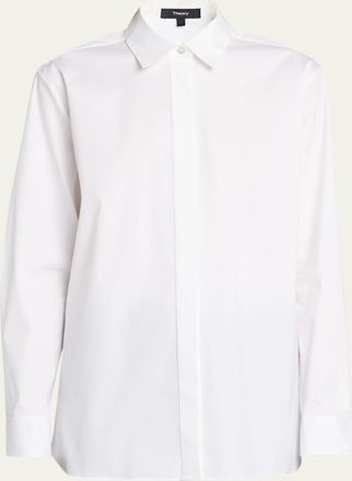 Theory Classic Button-Front Boyfriend Shirt