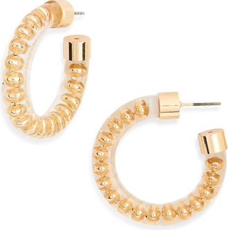 Nordstrom Rack Resin Beaded Hoop Earrings in Clear- Gold at Nordstrom Rack
