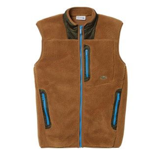 Lacoste Heren Sherpa Logo Fleece Gilet (Bruin)