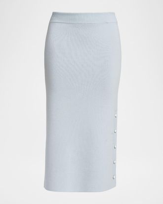 Jil Sander Button-Hem Wool Knit Midi Skirt