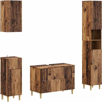 vidaXL Juego De Armarios De Ba&ntilde;o De 4 Piezas Arnhem Madera Envejecida Vidaxl
