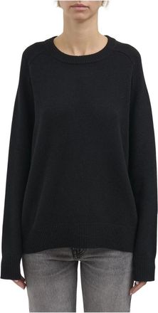 Soft Goat Boyfriend Crewneck - Dames - Truien - Zwart - Maat: S Wol