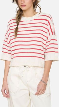 J.O.A. Stripe Cotton Blend Sweater in Red at Nordstrom, Size Medium