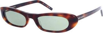 Saint Laurent Vintage-ge&iuml;nspireerde ronde zonnebril model - Dames - Zonnebrillen - Bruin - 53 MM - Leer - Accessoires