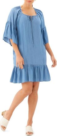 Karen Kane Ruffle Hem Chambray Dress at Nordstrom, Size X-Large P