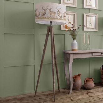 Voyage Maison Aratus Floor Lamp With Moorland Stag Eva Lampshade in Light Beige