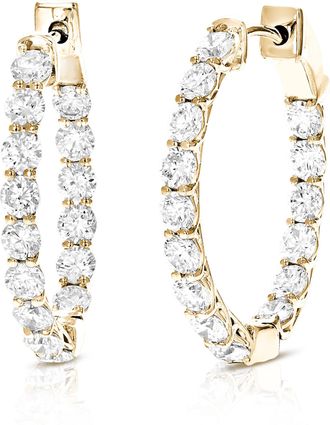 Vir Jewels 3 cttw Lab Grown Diamond Hoops Earrings in 14K Gold With Hidden Post For Women