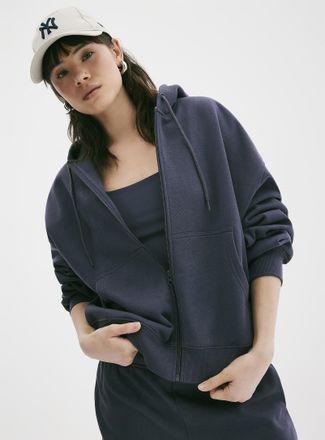 Twik Womens Loose zip fleece hoodie