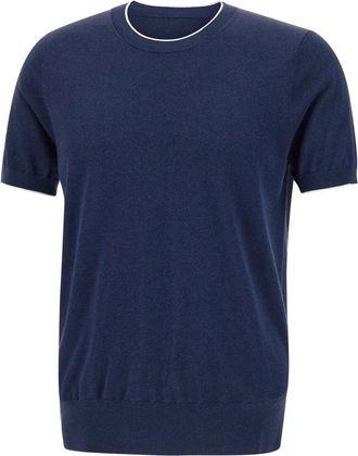 KANGRA Geribbelde T-Shirt met Ronde Hals - Heren - T-shirts - Blauw - 3XL - Katoen - Tops