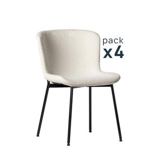 Klast Packs 4 sillas boucl&eacute; beige 50 x 80 cm