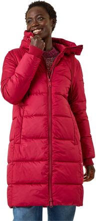 Roman Womens Longline Padded Hooded Coat - Red - Size 10 UK