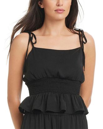 Red Carter Hammered Satin Coverup Cropped Cami