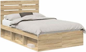 vidaXL Estructura De Cama Con Cabecera Roble Sonoma 135 X 190 Cm Vidaxl