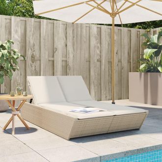 vidaXL Vidaxl - Tumbona Doble Con Cojines Rat&aacute;n Sint&eacute;tico Beige