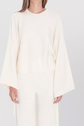 Max Mara fine-knit wool cropped loose-fit batwing-sleeve sweater