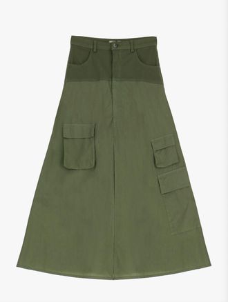 Dixie Womens Cargo Maxi Skirt In Military