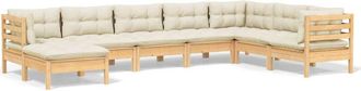 vidaXL Muebles De Jard&iacute;n 8 Pzas Y Cojines Madera Maciza De Pino Crema Vidaxl