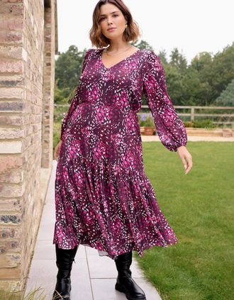 Live Unlimited London Womens Pink Abstract Print Midaxi Dress - Size: 28